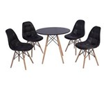 Ficha técnica e caractérísticas do produto Conjunto Mesa Eiffel 90cm + 4 Cadeiras Dkr Charles Eames Wood Estofada Botonê - Roxo Açai