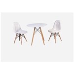 Ficha técnica e caractérísticas do produto Conjunto Mesa Eiffel 80cm + 2 Cadeiras Dkr Charles Eames Wood Estofada Botonê - BRANCO