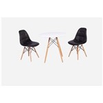 Ficha técnica e caractérísticas do produto Conjunto Mesa Eiffel Branca 90cm + 2 Cadeiras Dkr Charles Eames Wood Estofada Botonê - Preto