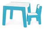 Ficha técnica e caractérísticas do produto Conjunto Mesa Infantil em Madeira com 1 Cadeira Azul Junges Super Resistente 991