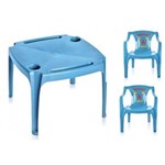 Ficha técnica e caractérísticas do produto Conjunto Mesa Mesinha Infantil com 2 Cadeiras Poltrona Meninos Azul