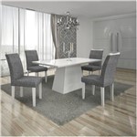 Ficha técnica e caractérísticas do produto Conjunto Mesa Pampulha 1,20x0,80m com 4 Cadeiras Vidro Linho Cinza - Leifer - Branco