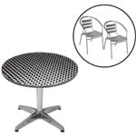 Ficha técnica e caractérísticas do produto Conjunto Mesa Redonda com 2 Cadeiras em Alumínio para Jardim MOR