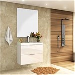 Ficha técnica e caractérísticas do produto Conjunto para Banheiro com Gabinete, Cuba e Espelheira 80cm Pietra Móveis Bosi Branco Brilho - Branco
