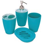Ficha técnica e caractérísticas do produto Conjunto para Banheiro em Plástico 4 Peças - Hauskraft - Azul