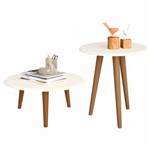 Ficha técnica e caractérísticas do produto Conjunto para Sala com Mesa de Centro e Mesa Lateral Brilhante - Off White - Móveis Bechara