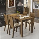 Ficha técnica e caractérísticas do produto Conjunto para Sala de Jantar Mesa e 4 Cadeiras Rosie Madesa Rustic/Lirio Bege