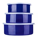 Ficha técnica e caractérísticas do produto Conjunto 3 Potes Esmaltados Azul Agatha Euro