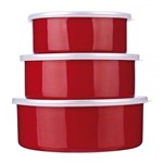 Ficha técnica e caractérísticas do produto Conjunto 3 Potes Esmaltados Vermelho Agatha Euro