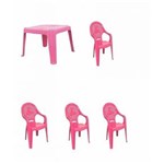 Ficha técnica e caractérísticas do produto Conjunto Rosa Mesa 4 Cadeiras Poltrona Infantil Antares - Rosa