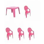 Ficha técnica e caractérísticas do produto 3 Conjunto Rosa Mesa 4 Cadeiras Poltrona Infantil Antares