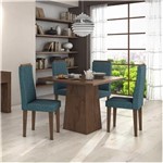 Ficha técnica e caractérísticas do produto Conjunto Sala de Jantar 4 Cadeiras Imbuia Linho Rinzai Azul