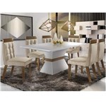 Ficha técnica e caractérísticas do produto Conjunto Sala de Jantar 6 Cadeiras Cronos Chanfro Siena Móveis Branco/Castanho - Branco