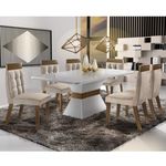 Ficha técnica e caractérísticas do produto Conjunto Sala de Jantar 6 Cadeiras Cronos Siena Móveis Branco/Castanho