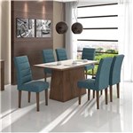 Ficha técnica e caractérísticas do produto Conjunto Sala de Jantar 6 Cadeiras Imbuia Linho Rinzai Azul