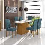 Ficha técnica e caractérísticas do produto Conjunto Sala de Jantar 6 Cadeiras Rovere Linho Rinzai Azul