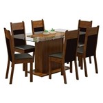 Ficha técnica e caractérísticas do produto Conjunto Sala de Jantar Atlanta Madesa Mesa Tampo de Vidro com 6 Cadeiras - Preto