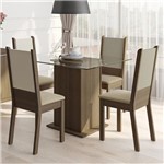 Ficha técnica e caractérísticas do produto Conjunto Sala de Jantar Dara Mesa Tampo de Vidro com 4 Cadeiras Madesa
