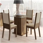 Ficha técnica e caractérísticas do produto Conjunto Sala de Jantar Madesa Dara Mesa Tampo de Vidro com 4 Cadeiras - Marrom