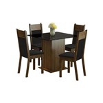 Conjunto Sala de Jantar Madesa Mesa com Tampo de Vidro e 4 Cadeiras Miami - Rustic/ Preto