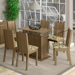 Ficha técnica e caractérísticas do produto Conjunto Sala de Jantar Madesa Molly Mesa Tampo de Vidro com 6 Cadeiras