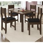 Conjunto Sala de Jantar Mesa 4 Cadeiras Joice Indekes Nogal/Assento Preto