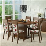 Ficha técnica e caractérísticas do produto Conjunto Sala de Jantar Mesa 6 Cadeiras Louisiana Madesa Rustic/ Floral Hibiscos
