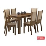 Ficha técnica e caractérísticas do produto Conjunto Sala de Jantar Mesa 6 Cadeiras Tabata Madesa Rustic/Crema/Pérola