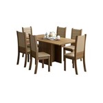 Ficha técnica e caractérísticas do produto Conjunto Sala de Jantar Mesa com 6 Cadeiras Madesa Helen - BEGE