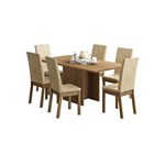 Ficha técnica e caractérísticas do produto Conjunto Sala de Jantar Mesa com 6 Cadeiras Madesa Helena - BEGE