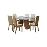 Ficha técnica e caractérísticas do produto Conjunto Sala de Jantar Mesa com 6 Cadeiras Madesa Vênus - BEGE