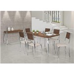Ficha técnica e caractérísticas do produto Conjunto Sala de Jantar Mesa com 6 Cadeiras Sofia M. Isis Siena Móveis Marrom/Bege