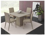 Ficha técnica e caractérísticas do produto Conjunto Sala de Jantar Mesa e 4 Cadeiras Olga Madesa Bege