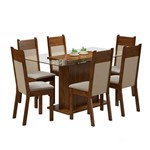 Ficha técnica e caractérísticas do produto Conjunto Sala de Jantar Mesa e 6 Cadeiras Atlanta Madesa Rustic/Crema/Suede Pérola