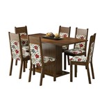 Ficha técnica e caractérísticas do produto Conjunto Sala de Jantar Mesa e 6 Cadeiras Louisiana Madesa Rustic/ Hibiscos