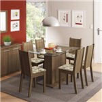 Ficha técnica e caractérísticas do produto Conjunto Sala de Jantar Mesa e 6 Cadeiras Madesa Gales Rustic/Lirio Bege