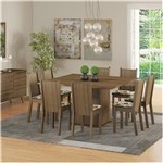 Ficha técnica e caractérísticas do produto Conjunto Sala de Jantar Mesa e 8 Cadeiras Madesa Clarice - Rustic/ Floral Hibiscos