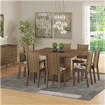 Ficha técnica e caractérísticas do produto Conjunto Sala de Jantar Mesa e 8 Cadeiras Madesa Clarice Rustic/ Floral Hibiscos