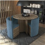 Ficha técnica e caractérísticas do produto Conjunto Sala de Jantar Mesa Redonda 4 Cadeiras Estofadas Kappesberg Nogal/azul