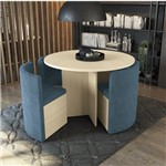 Ficha técnica e caractérísticas do produto Conjunto Sala de Jantar Mesa Redonda 4 Cadeiras Estofadas Kappesberg Pine/Azul