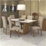 Ficha técnica e caractérísticas do produto Conjunto Sala de Jantar Mesa Tampo MDF Off White Apogeu 6 Cadeiras Fiorella Móveis Lopas Rovere