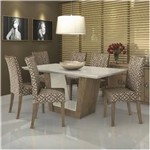 Ficha técnica e caractérísticas do produto Conjunto Sala de Jantar Mesa Tampo MDF Total Off White 6 Cadeiras Apogeu Móveis Lopas
