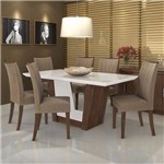Mesa de Jantar Apogeu 6 Cadeiras com Tampo Off White - Imbuia Soft