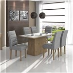 Ficha técnica e caractérísticas do produto Conjunto Sala de Jantar Mesa Tampo MDF/Vidro Branco Nevada 6 Cadeiras Fiorella Móveis Lopas