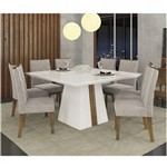 Ficha técnica e caractérísticas do produto Conjunto Sala de Jantar Mesa Tampo MDF/Vidro e 8 Cadeiras Golden Itália DJ Móveis - Branco
