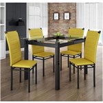 Ficha técnica e caractérísticas do produto Conjunto Sala de Jantar Tokio Mesa 4 Cadeiras - Amarelo
