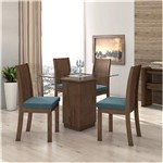 Ficha técnica e caractérísticas do produto Conjunto Sala Jantar 4 Cadeiras Imbuia Linho Rinzai Azul
