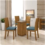 Ficha técnica e caractérísticas do produto Conjunto Sala Jantar 4 Cadeiras Rovere Linho Rinzai Azul