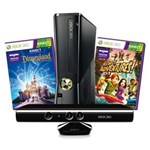 Ficha técnica e caractérísticas do produto Console Microsoft Xbox 360 Preto com 4GB de Memória + Kinect Preto + 2 Jogos - Xbox 360