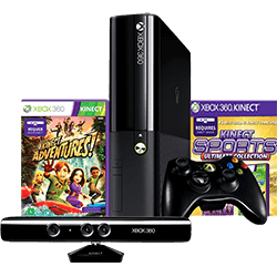 Console Xbox 360 4GB + Sensor Kinect + Controle Sem Fio + 2 Jogos
